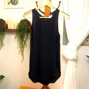 Aritzia Wilfred Black High Low Tank Top XS Zipper